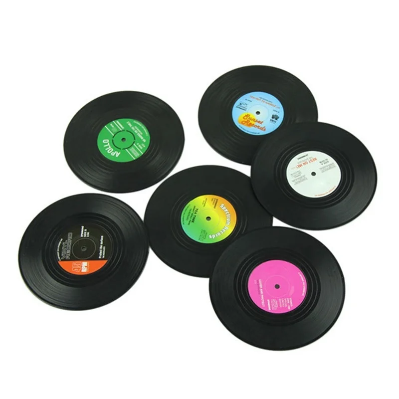 Retro Vinyl Drink Coasters Table Cup Mat Home Decor CD Record Coffee Placemat Tableware Gadgets | Дом и сад