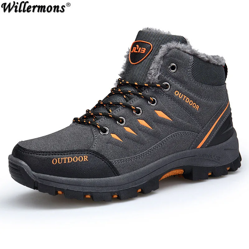 

Winter 2018 Men's New Outdoor Cotton Snow Boots Shoes Men Anti-slip Warm Short Ankle Boots With Fur Botas Hombre Sapatos