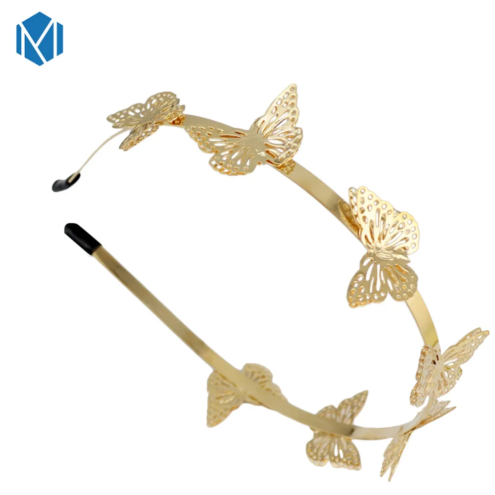 М мизм Modis цветы металлические резинки для волос для женщин Винтаж Hoho Листья Свадебные аксессуары для волос Элегантный свадебный ободок с бабочкой