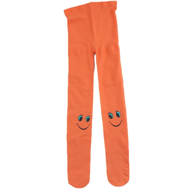Осенние детские колготки со смайликами для девочек, Колготки штаны со смайликами для девочек возрастом от 3 до 8 лет Детские колготки 11 цветов, колготки - Цвет: Orange