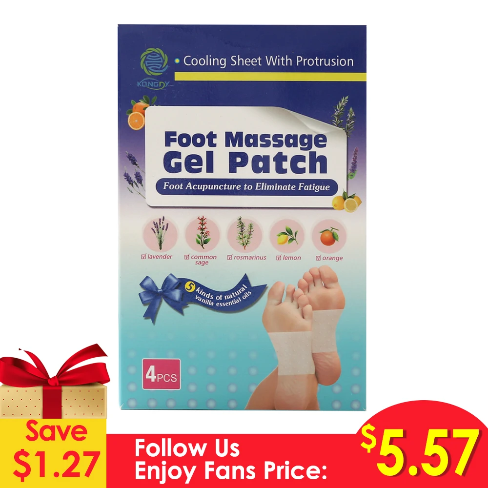 

KONGDY 4 Pieces Relieve Fatigue Gel Massage Foot Patch For Eliminate Leg Edema Foot Acupoint Stickers Improve Sleeping Foot Pads