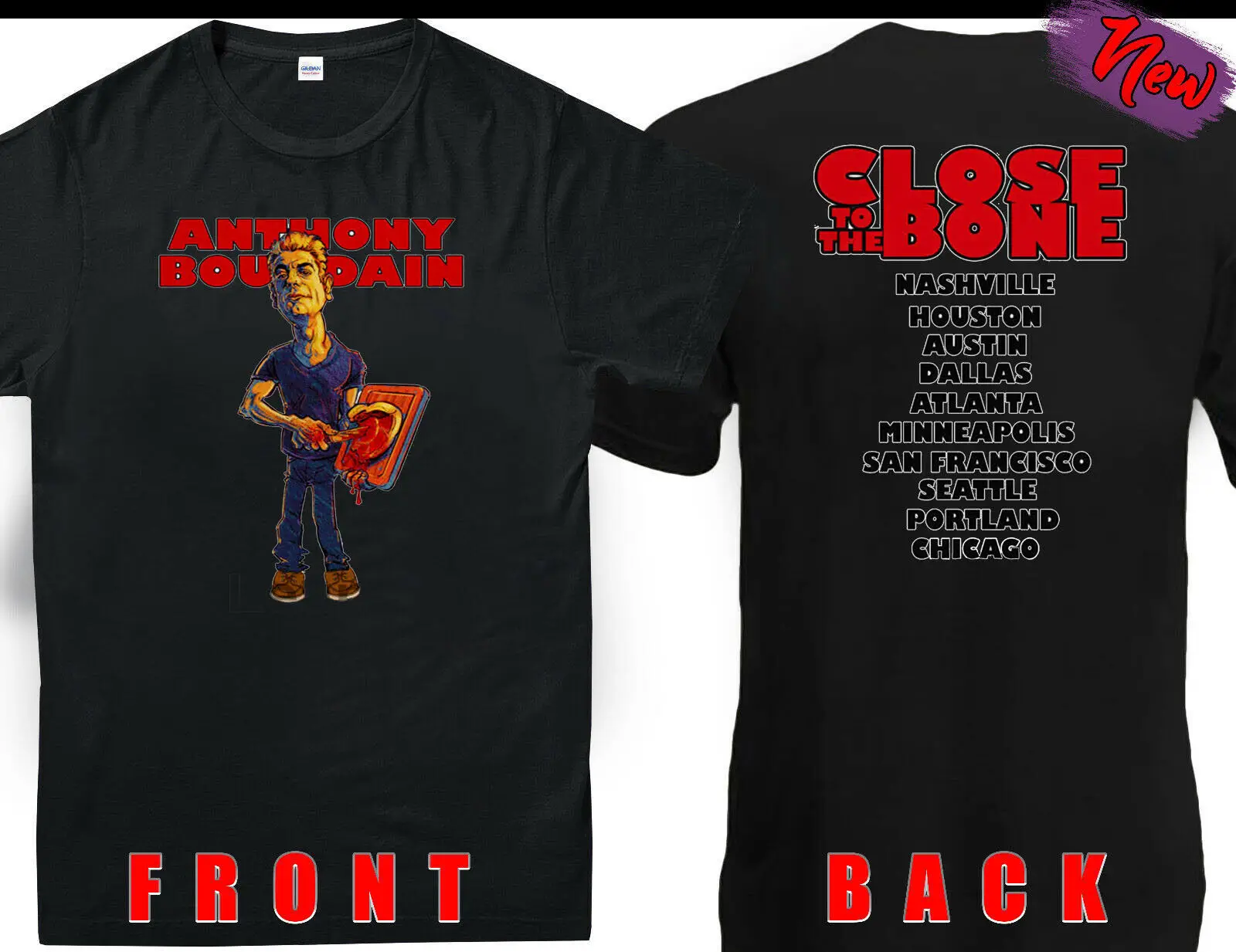 Anthony Bourdain T-Shirt Legendary Chef No Reservations Parts Unknown | Мужская одежда