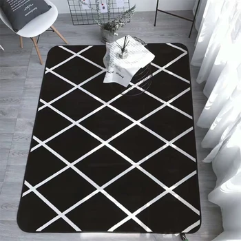 

Simplicity Black White Geometric Cross Lines Living Room Bedroom Decorative Carpet Area Rug Bathroom Foot Door Yoga Play Mat