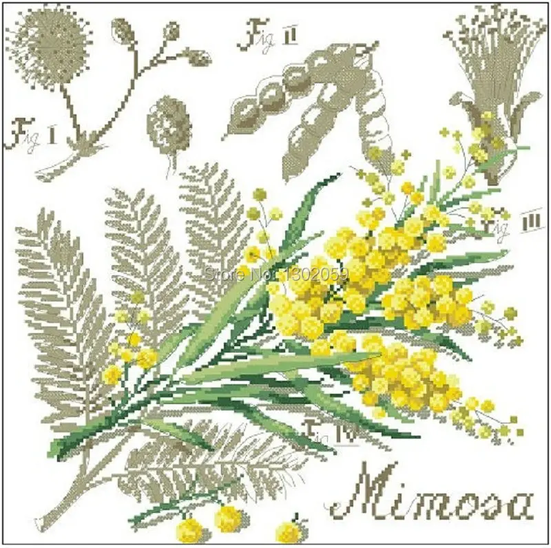 

Shadow Series Sensitive Plant Flower Needlework Embroidery Cross Stitch Kit Factory Sale 18CT/16CT/14CT/11CT/9CT
