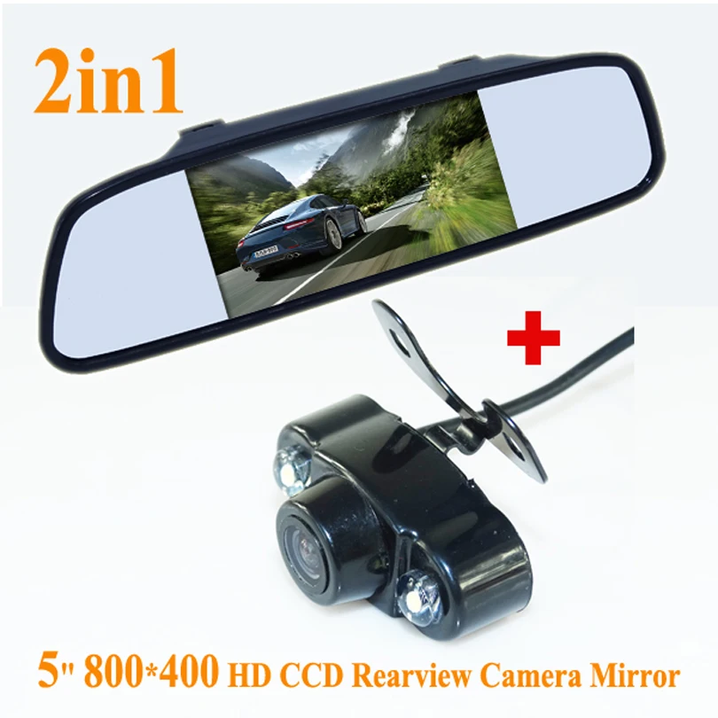 5" Rearview Mirror Monitor + Reverse Car Rear View Camera HD Video