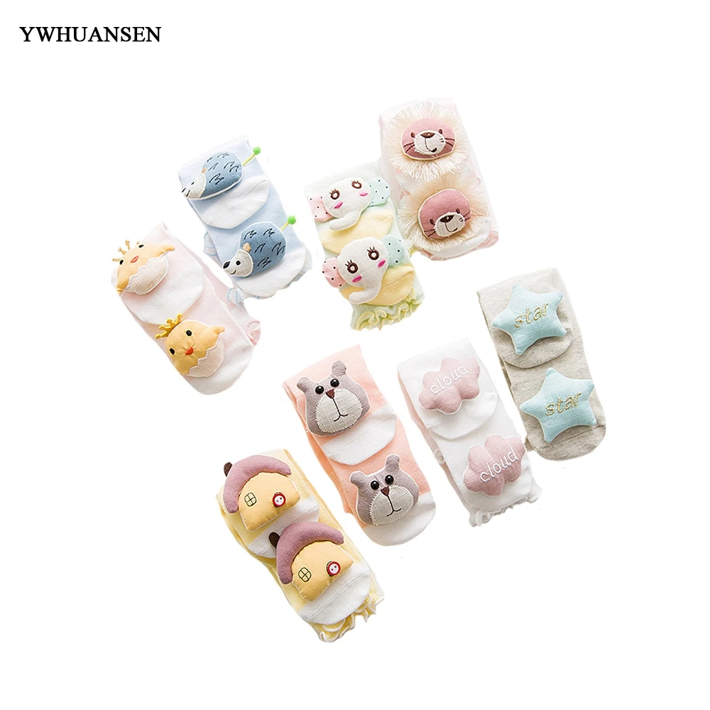 

YWHUANSEN 2 pairs of gift boxes Spring and Summer Cotton Children Socks Unisex lace Stereoscopic stereoscopic baby knee Socks