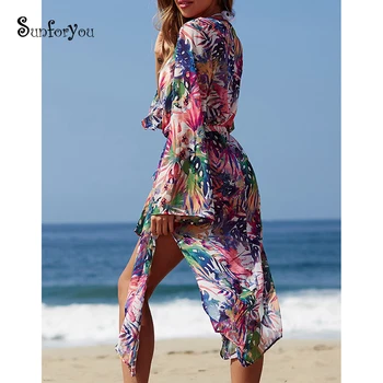 

2020 Chiffon Beach cover up Woman Beach Tunic Swim Cover up for Women Kaftan Beach Dress Sarong Beach wrap Bikini Cover up