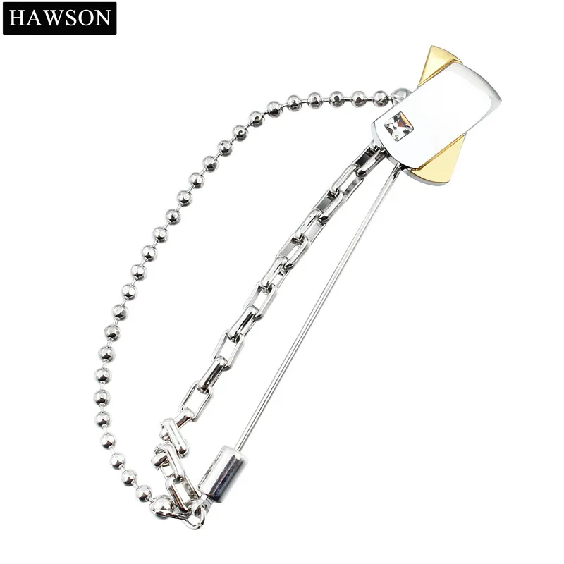 HAWSON New Arrive Silver Lapel Pin on Suit Mens Fashion Brooch Pin With