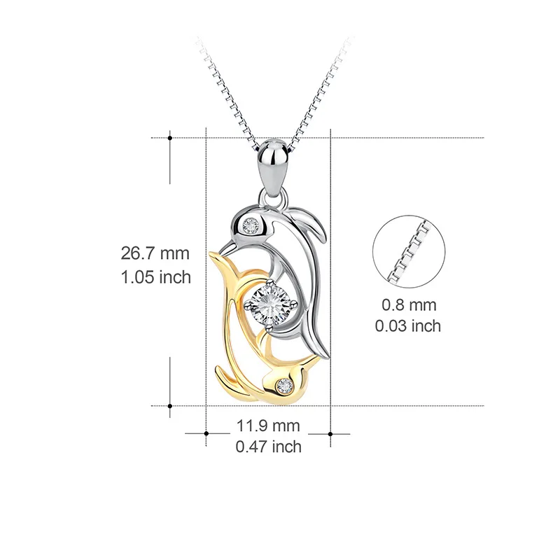 Электрический бизнес взрыва S925 стерлингового серебра, дельфин дрель, покрытием золотого цвета кулон ожерелье пару