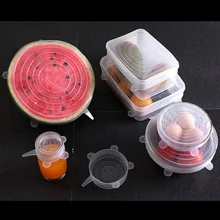 6 шт. силиконовые колпачки для еды, кухни, многоразовый силикон, крышка для фруктов, свежего хранения, герметичный Горячий Холодный доступный инструмент