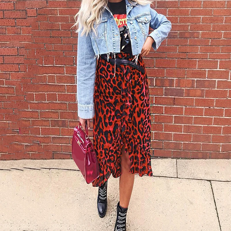 animal print skirt red