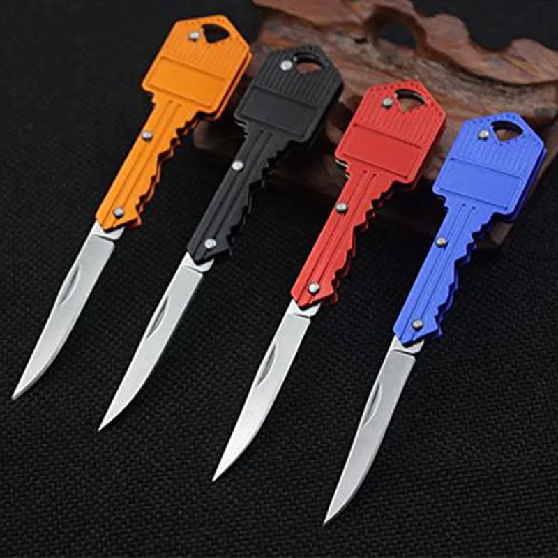 Portable Camping Outdoor Survival Pocket Folding Key Shape Ring Knife Tool Peeler Mini Camping