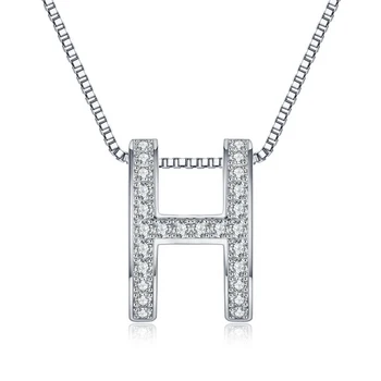 

WANG Jewelry select colour S925 silver Do not fade H word mother necklace Female Clavicular chain short Pendant
