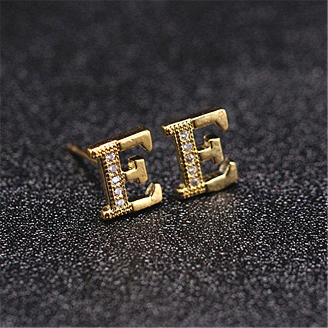 Letter Stud Earrings for Women Alphabet Gold Initial Earring Rhinestone Jewelry Small Earrings Letters Brinco Pendientes