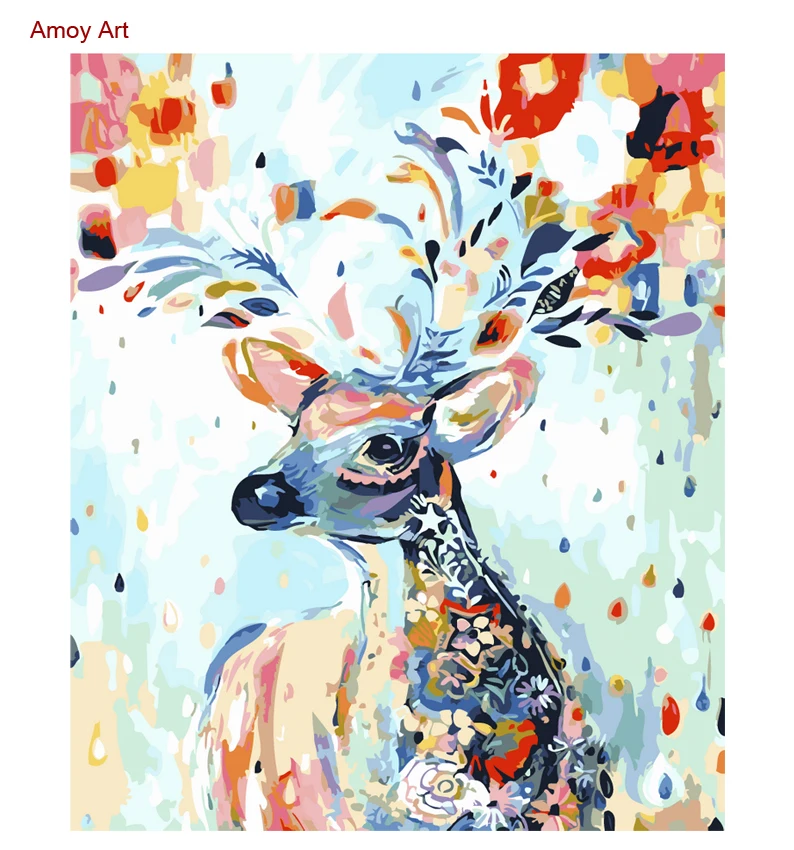 

Colorful deer 40*50cm picture canvas painting wall pictures for living room painting by numbers cuadros decoracion wall art