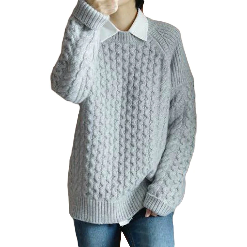 FRSEUCAG 2018 autumn and winter new female heavy round neck twist cashmere sweater loose sweater thick sweater bottoming shirt Sweaters
