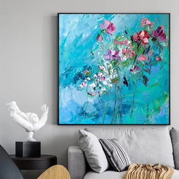 

Abstract art Flower painting on canvas acrylic texture quadros caudros decoracion Wall Art Pictures for living room Home decor