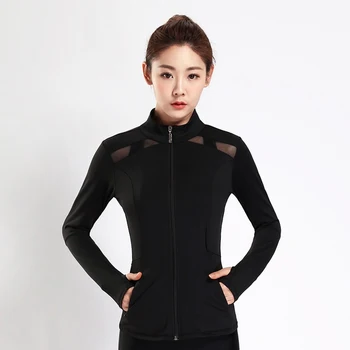

Women Autumn Casual Mesh Patchwork Jackets Ladies Color Block Pocket Zipper Front Stand Collar Long Sleeve Basic Jacket Coat