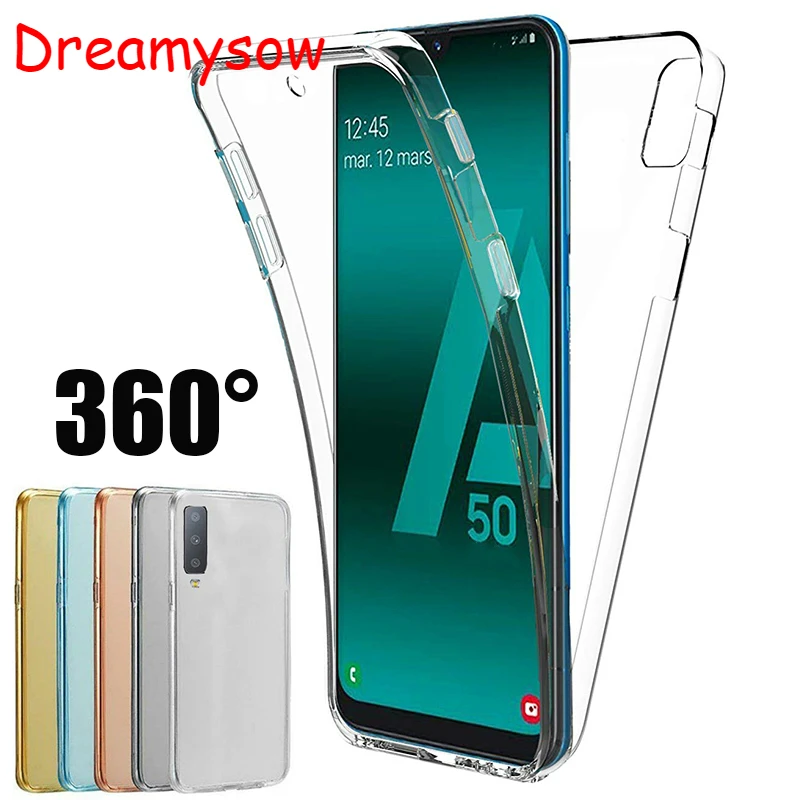 

360 Degree Silicone Cover Front+ Back Soft TPU Rubber Cases for Samsung Galaxy A50 A30 A40 A10 M10 S10e Plus A7 2018 Phone Cases
