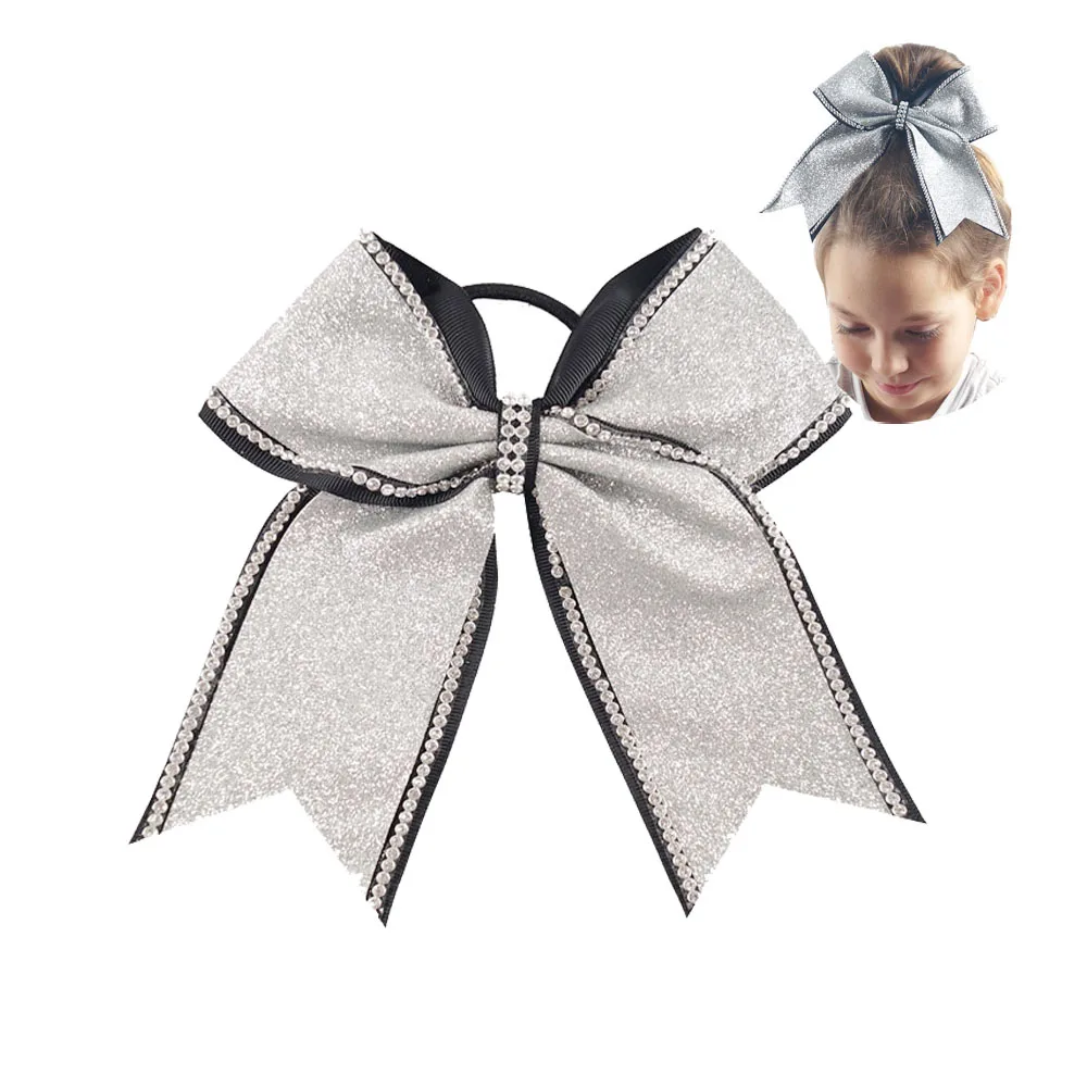 لامعة الفتيات الشعر الانحناء 8 بوصة حجر الراين بلينغ الاطفال التشجيع يهتف الانحناء للأطفال فتاة العصابات الشعر مرنة