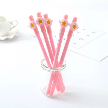 

48pcs/lot Cute girl star wing gel pen cartoon student writing unisex water ink pen office school pen test writing pen