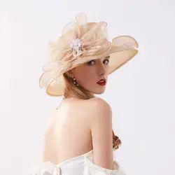 Корейская версия солнцезащитная Кепка женская летняя Солнцезащитная шляпа из органзы цветочные искусственные жемчужные широкие складные