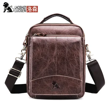

LAOSHIZI LUOSEN Men's Crossbody Bag Casual Genuine Cowhide Leather Shoulder Messenger Bags For Men handbag Small Male Bolsas Sac