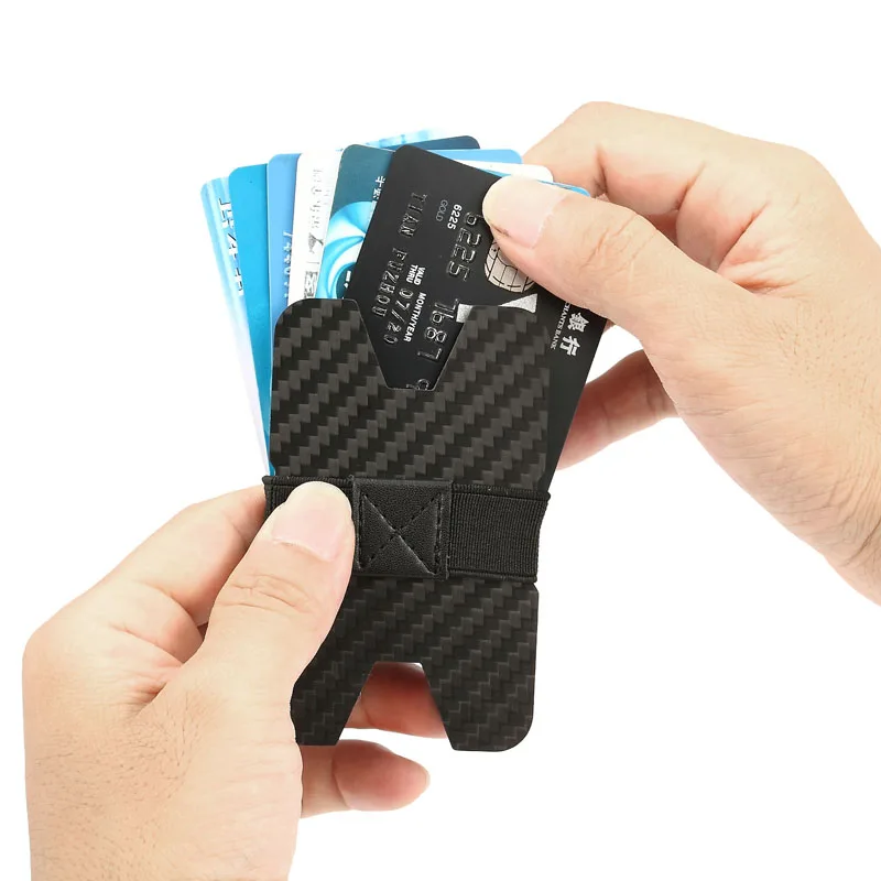 Carbon Fiber Credit Card Holder RFID Blocking Slim Travel Wallet Id Minimalist Front Pocket Men ...