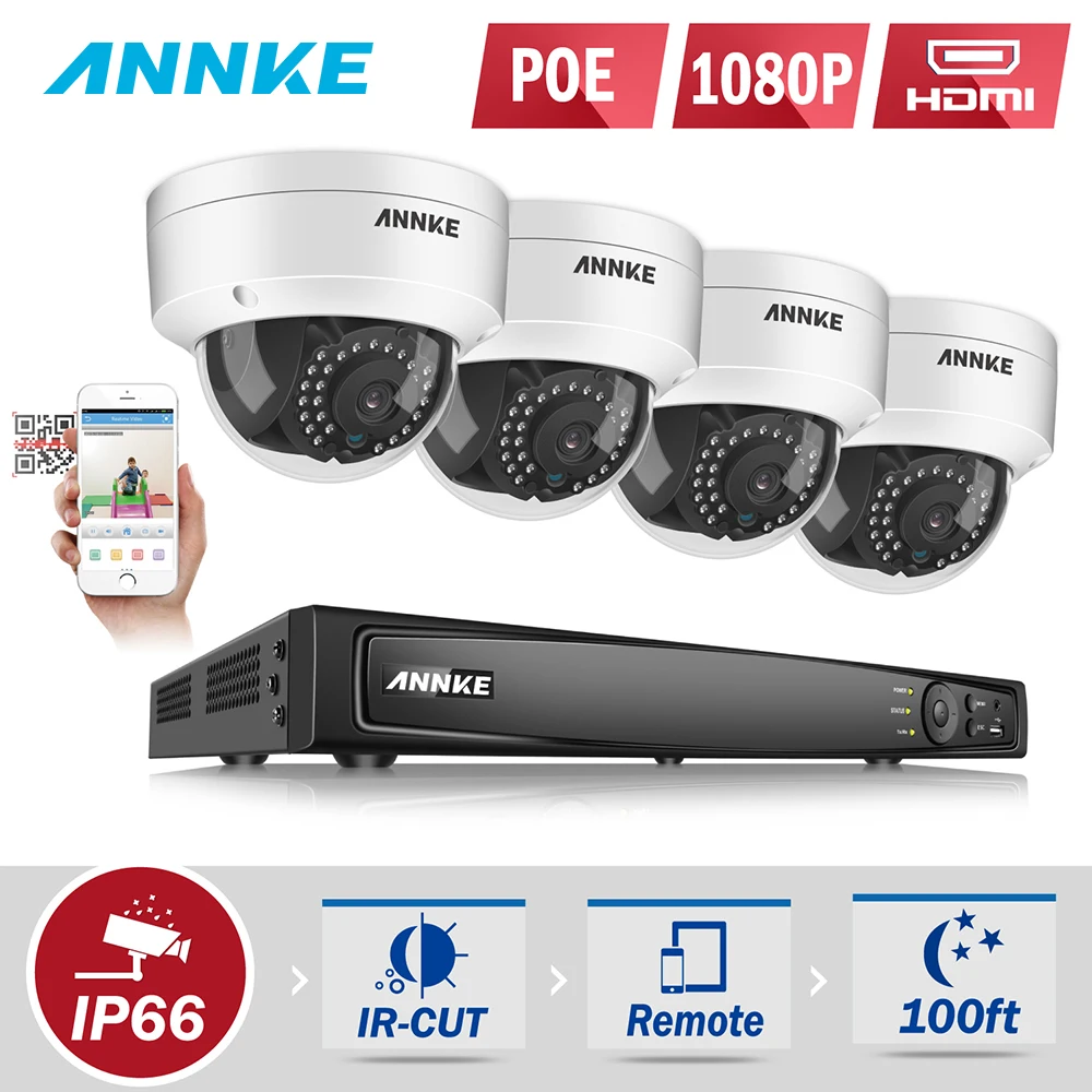 

ANNKE 8CH 1080P HDMI PoE NVR 2.0MP IP Camera POE System P2P Cloud 1080P NVR KIT Surveillance Camera System CCTV System PoE Kit