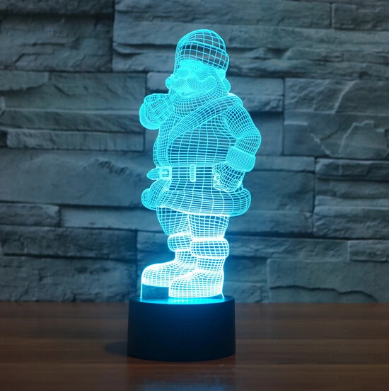 

Hot NEW 7color changing 3D Bulbing Light Santa Claus visual illusion LED lamp creative action figure toy Father Christmas gift