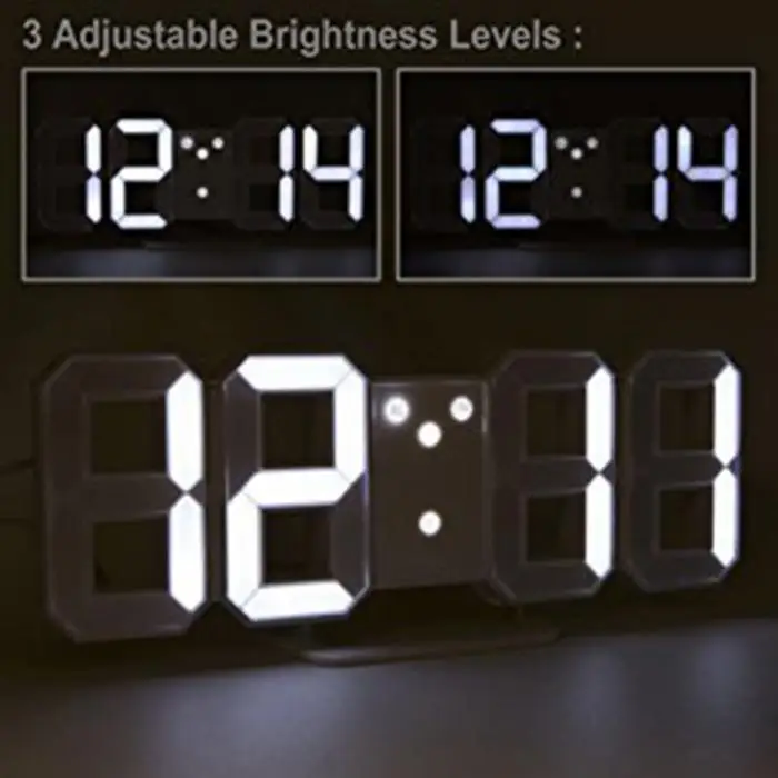 3D LED Digital Wall Clock with Large Timer Nightlight Brightness Adjustable for Office Home Hotel SP99