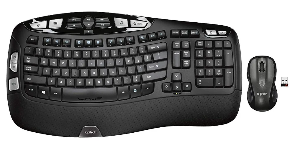 

Logitech MK550 Wireless Wave Keyboard and Mouse Comb, Includes Keyboard and Mouse, Long Battery Life, Ergonomic Wave Design