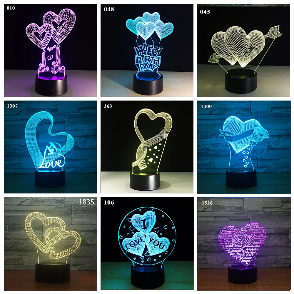 

LOVE Romantic 3D Arrow Through the Heart LED Night Light Desk Lamp Wedding Bedroom Decor Lovers & Couple & Sweetheart Best Gift