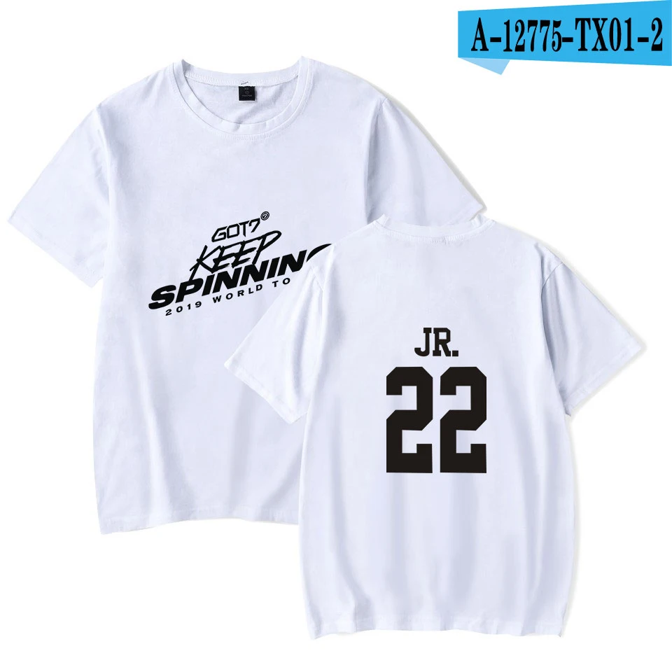 LUCKYFRIDAYF GOT7 WORLD TOUR KEEP SPINNING 2D футболка с принтом женская/мужская одежда горячая Распродажа топы футболки с коротким рукавом плюс размер - Цвет: white