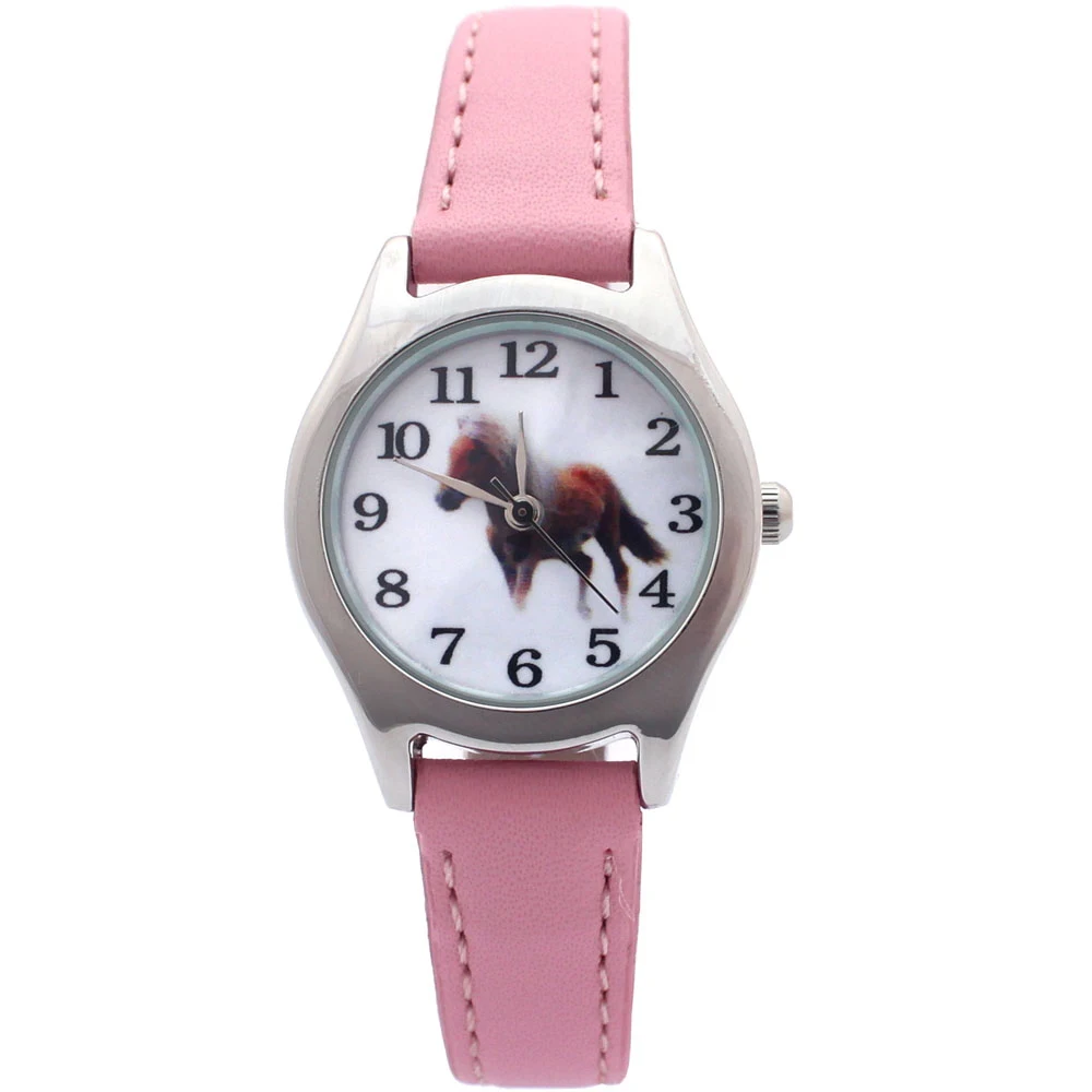 

Hot Popular Cute Girl Ladies Watch Kids Watches Horse Leather Quartz Student Kids Animal Cartoon Children Wristwatch 10 Colors