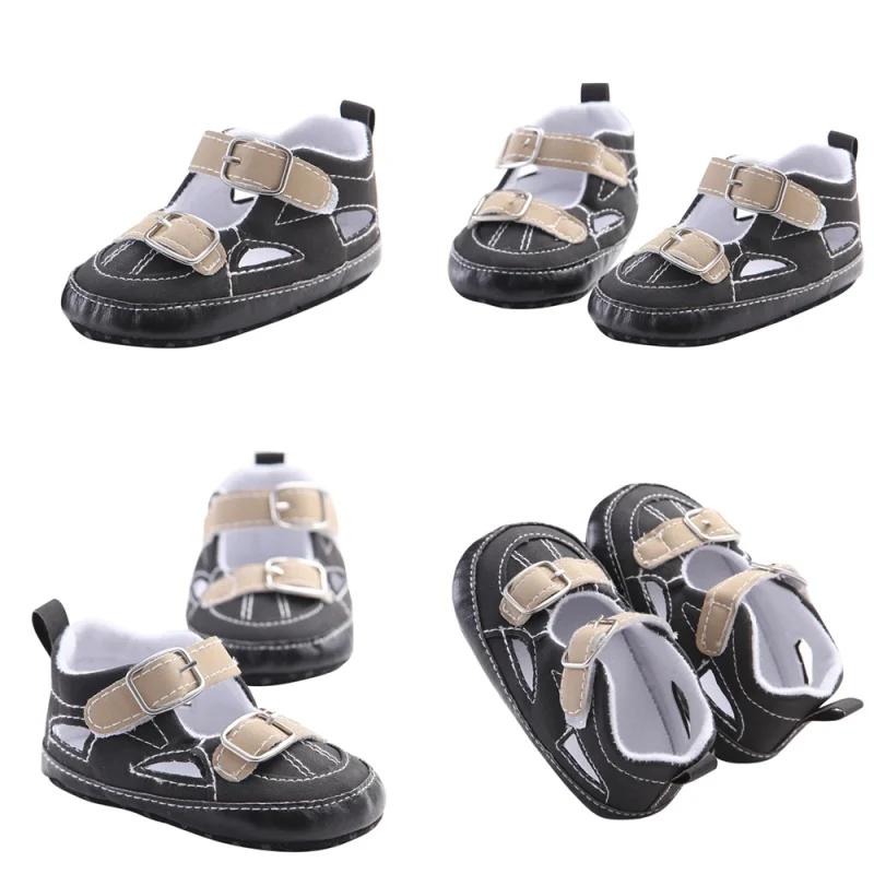 Летняя дышащая обувь одежда для малышей мальчиков и Повседневное мягкий матовый из PU искусственной кожи, нескользящая обувь для малышей сандалии обувь для младенцев