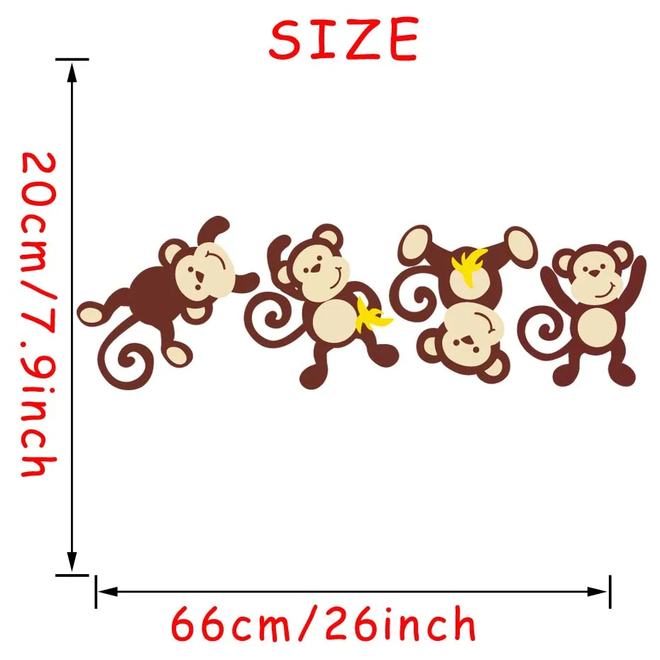 Милые Мультяшные животные детские обезьяны наклейки на стену виниловые Джунгли Лес Животные наклейка DIY интересный Настенный декор для детской комнаты домашний декор - Цвет: CS5520