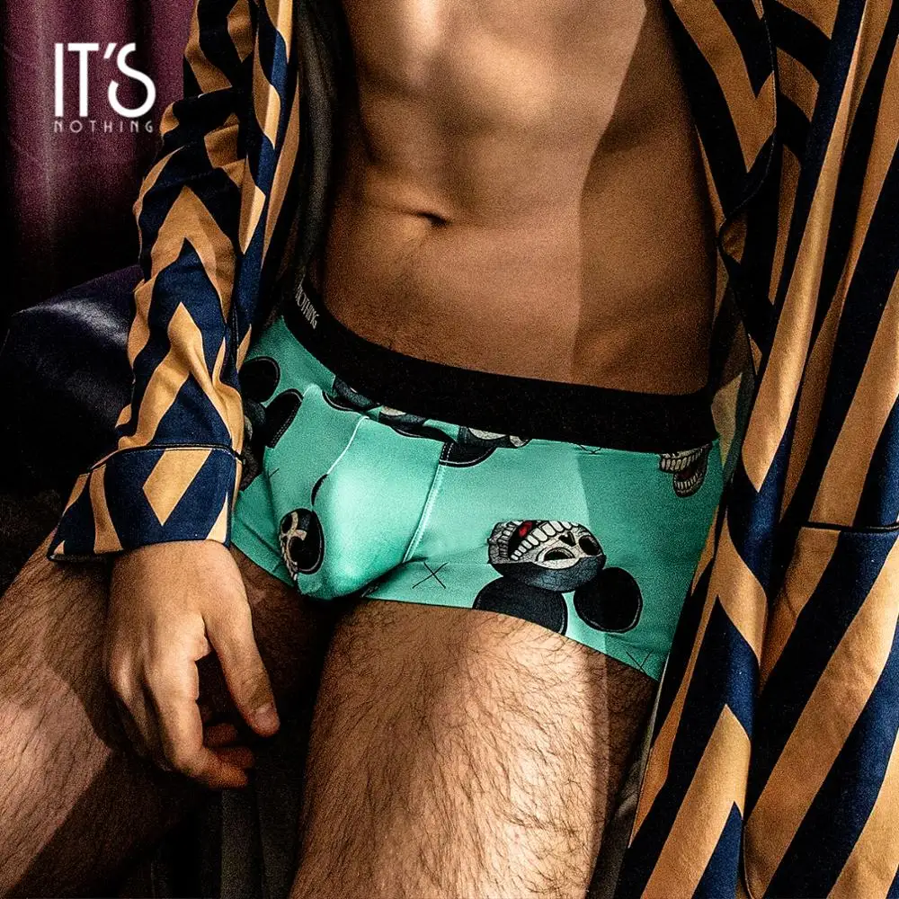 

IT'S NOTHING Brand EVIL CARTOON MOUSE 2019 High Elastic Ice Silk Luxury Boxer Shorts Men Underwear Funny Original Design Gay