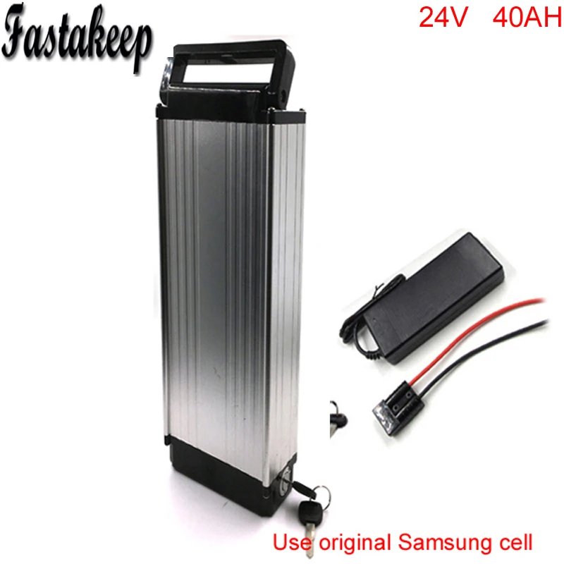 Discount 24Volt Lithium battery pack 24V 40Ah Electric Bikes Rear Rack Battery For Samsung cell+ Charger 0