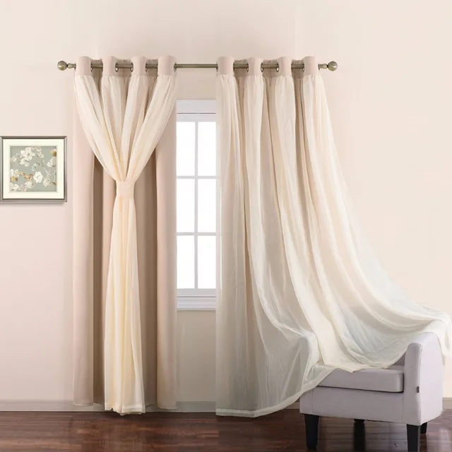 Nicetown 210 Cm Long Blocking Mix Match Elegance Beige Crushed Nicetown 210 Cm Long Blocking Mix Match Elegance Beige Crushed Voile Tulle And Blackout Curtains