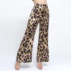 Леопардовые широкие брюки на молнии женские повседневные свободные длинные брюки Капри 2018 Зимние Модные брюки с высокой талией женские