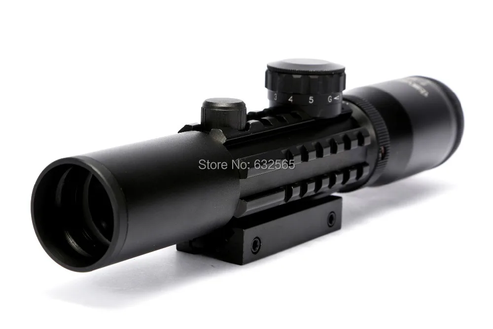 

2-6X28E Red & Green Illuminated Hunting Riflecopes Tactical Reticle Gun Scope + 10-20mm Rail Mounts Free Shipping