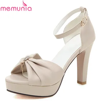 

MEMUNIA 2019 newest women sandals open toe high heels platform shoes buckle bowknot summer shoes woman wedding shoes ladies
