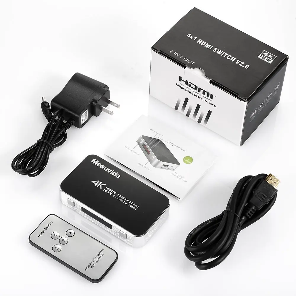 HDMI коммутатор 4 в 1 выход, аудио-видео с дистанционным роутером беспроводной пульт дистанционного управления Ultra HD 4 K x 2 K