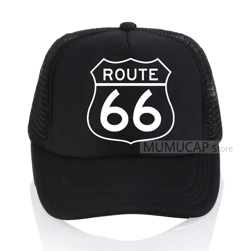 Черный Летняя кепка водителя грузовика s ROUTE 66, бейсболка, летняя Бейсболка унисекс для взрослых, сетчатая Кепка водителя грузовика, кепка s для мужчин - Цвет: Черный