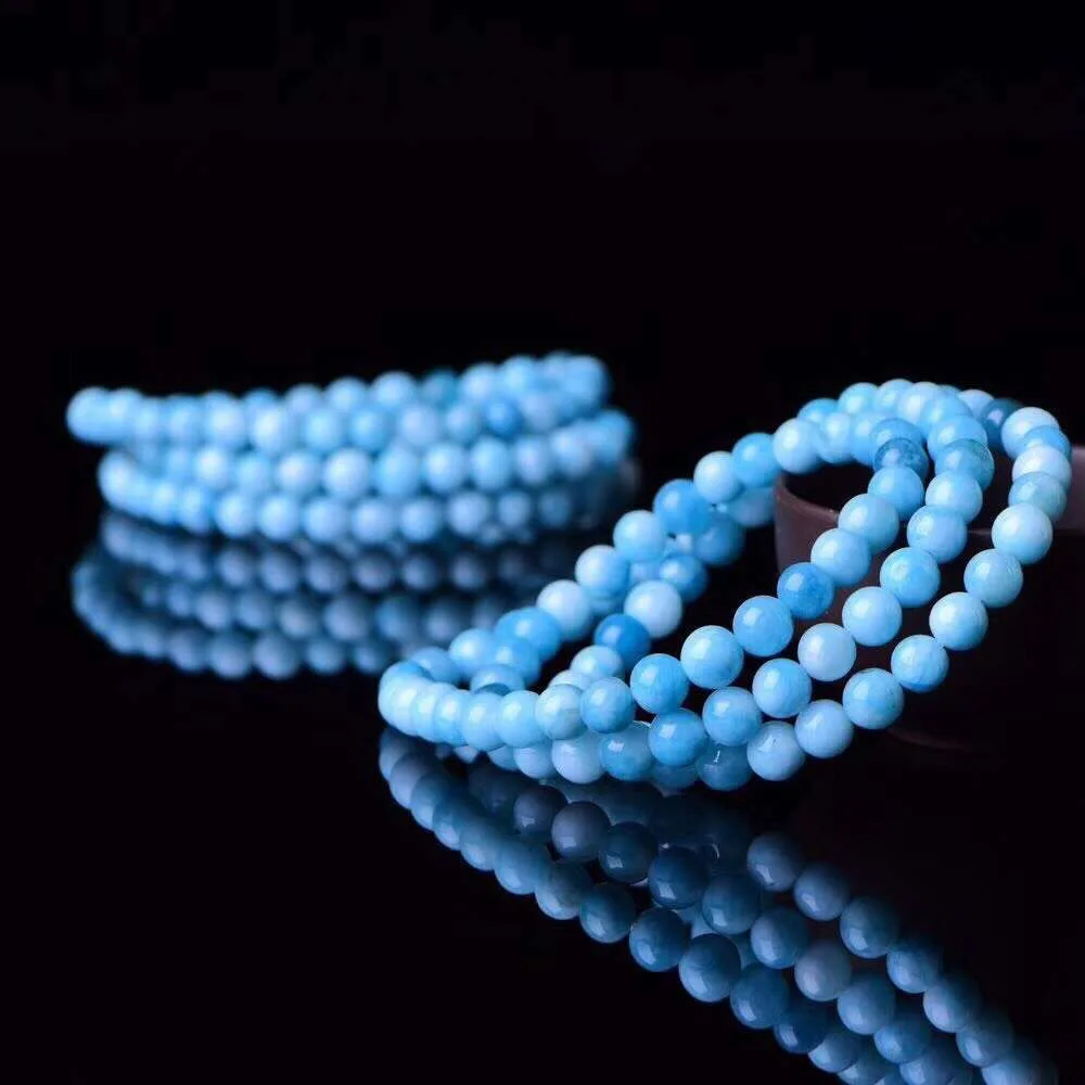 

New DIY Larimar Stone Jewelry Bracelet 6mm Beaded Round Larimar Bracelet for Woman Men Blue Crystal Bracelets
