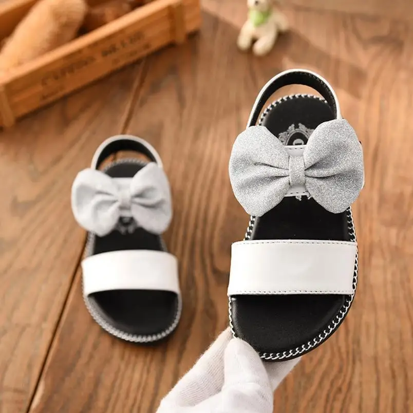 

HaoChengJiaDe Girls Sandals Shoes New Summer Bowtie Kids Children Sandals Fashion Bowknot For Baby Girls Flat Princess Shoes