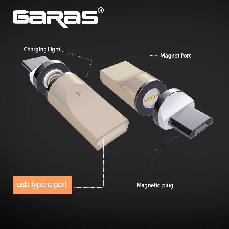 GARAS Магнитный usb type C адаптер для iphone/Micro/usb type c порт зарядное устройство и данных магнит адаптер для samsung/Xiaomi/huawei/LG