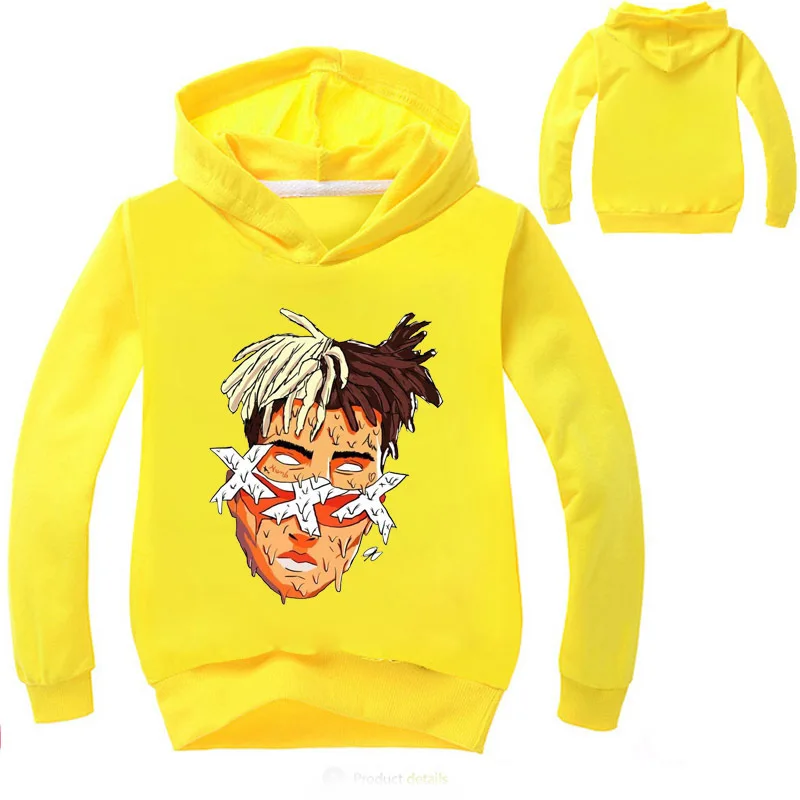 Xxxtentacion/футболка с принтом героев мультфильмов модная повседневная футболка для мальчиков с капюшоном и круглым вырезом весенняя одежда с длинными рукавами для маленьких мальчиков