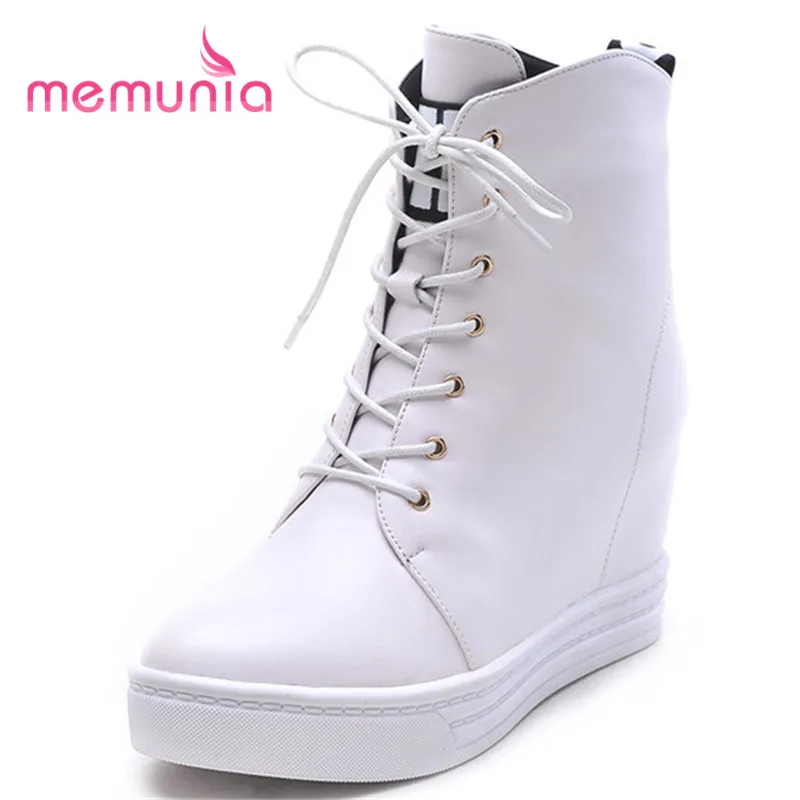 

MEMUNIA 2020 hot sale ankle boots for women height increasing fashion boots high heels round toe winter boots